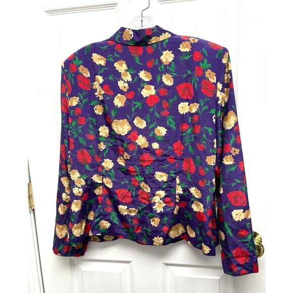 Leslie Faye Vintage Floral Blouse 80’s Secretary Padded shoulders, Women’s 14 - Picture 2 of 7
